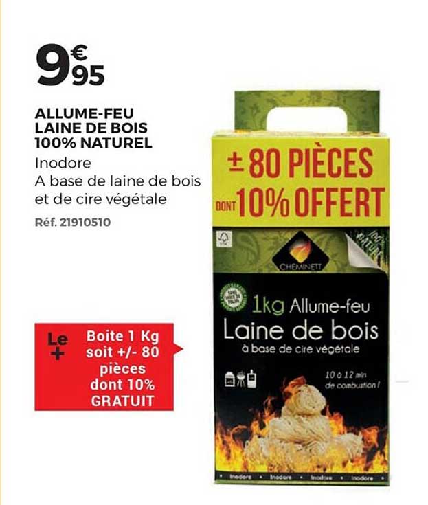 allume-feu laine de bois 100% naturel