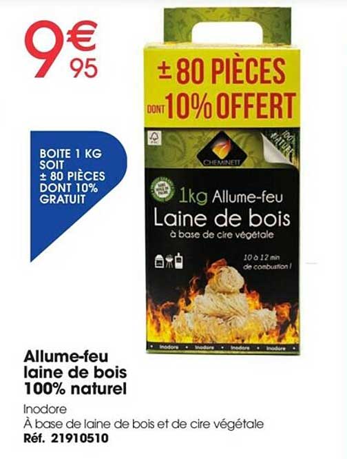 allume-feu laine de bois 100% naturel