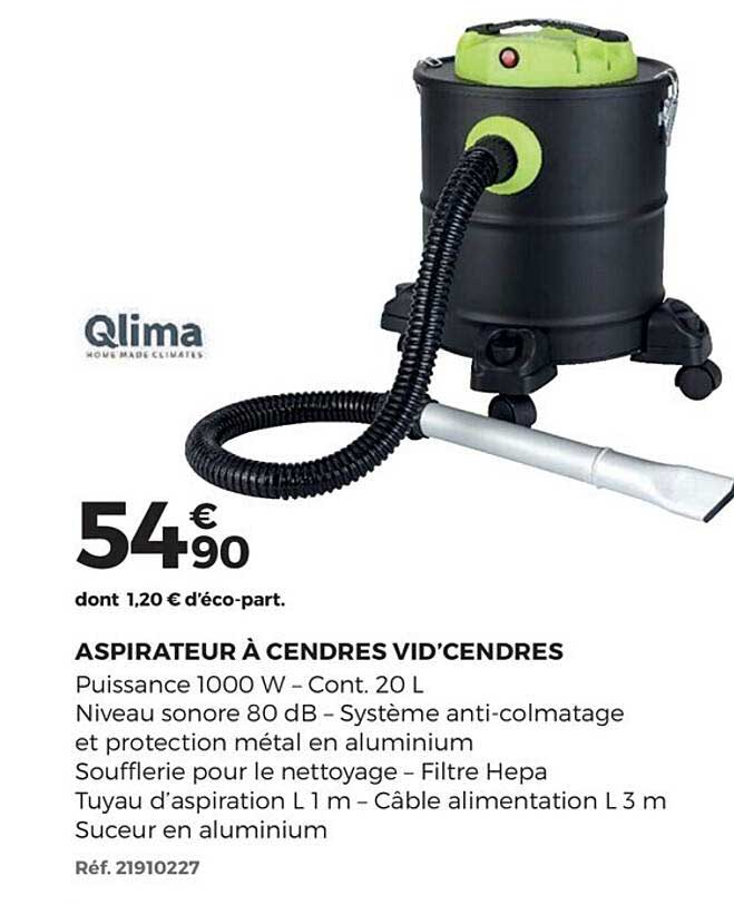 aspirateur à cendres vid'cendres qlima