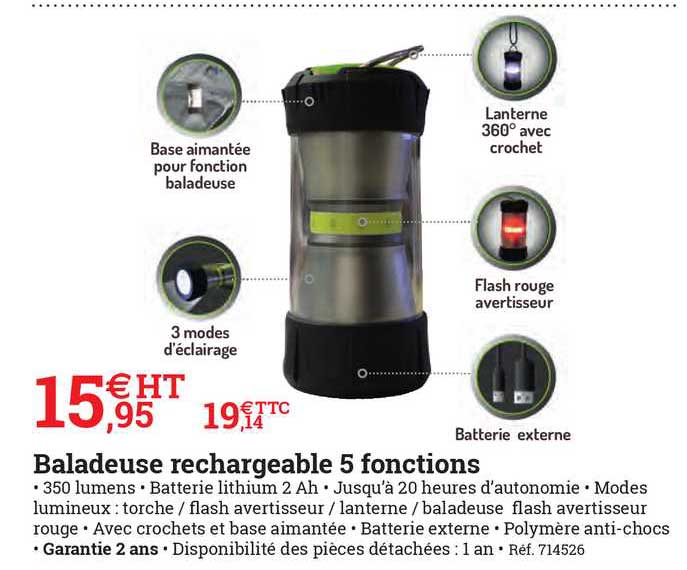 baladeuse rechargeable 5 fonctions