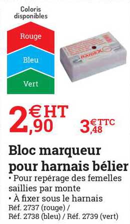 bloc marqueur pour harnais bélier