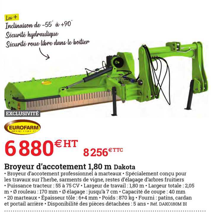 broyeur d'accotement 1,80 m dakota eurofarm