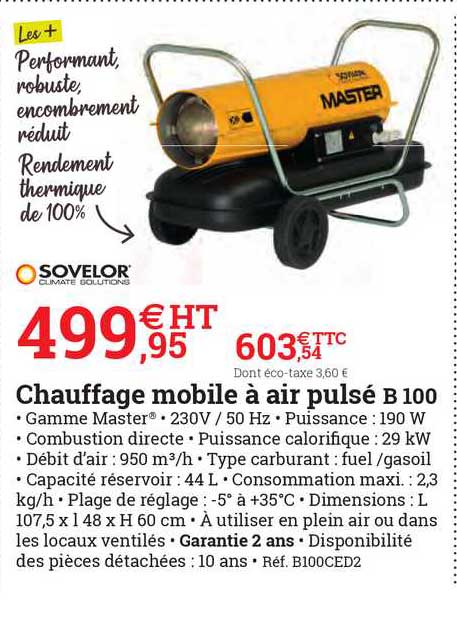 chauffage mobile à air pulsé b100 sovelor