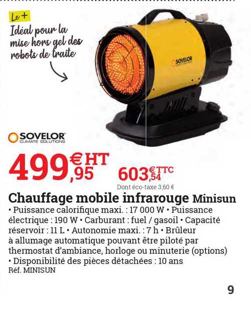 Chauffage Mobile Infrarouge Minisun Sovelor