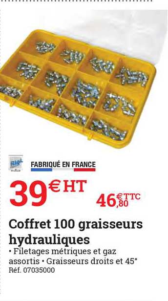 coffret 100 graisseurs hydrauliques