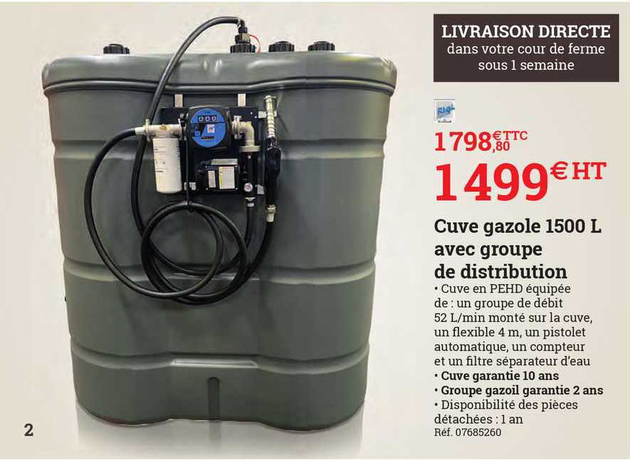 cuve gazole 1500 l avec groupe de distribution