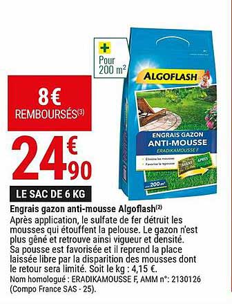 engrais gazon anti-mousse algoflash