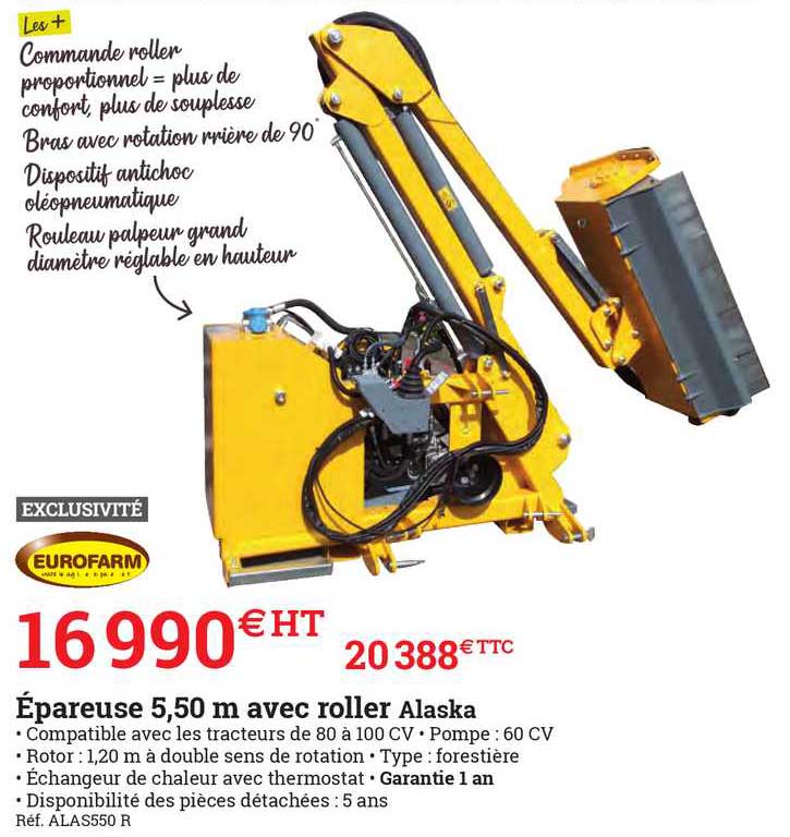 épareuse 5,50 m avec roller alaska eurofarm