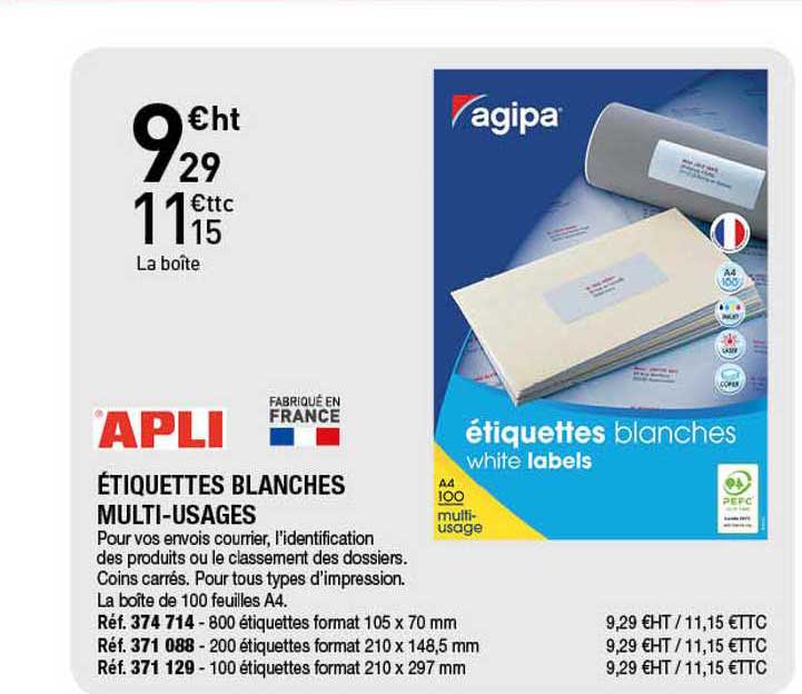 étiquettes blanches multi-usages apli