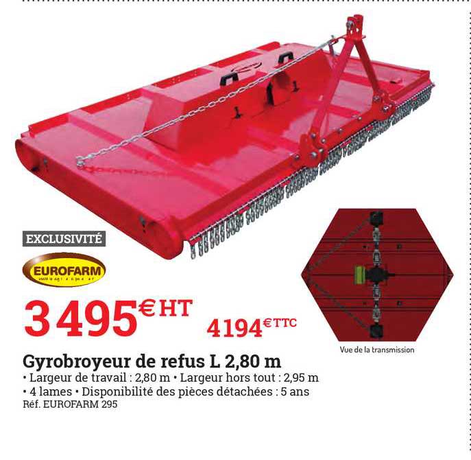 gyrobroyeur de refus l. 2,80 m eurofarm
