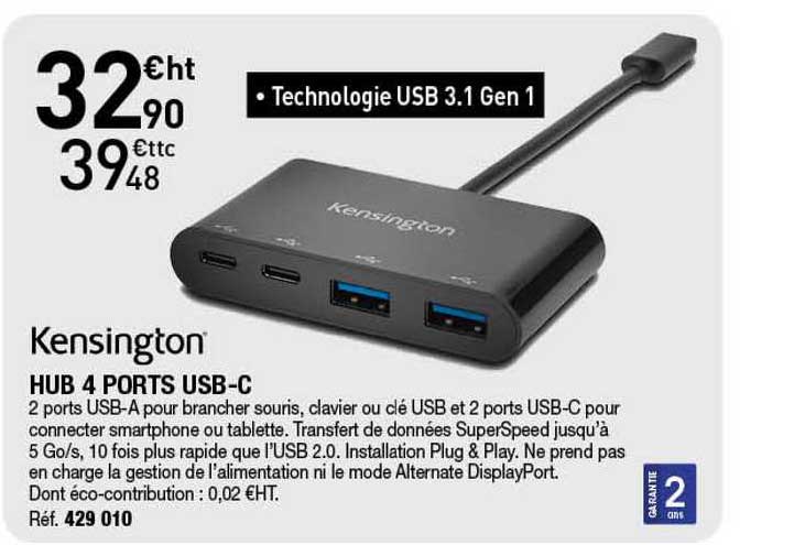 hub 4 ports usb-c kensington