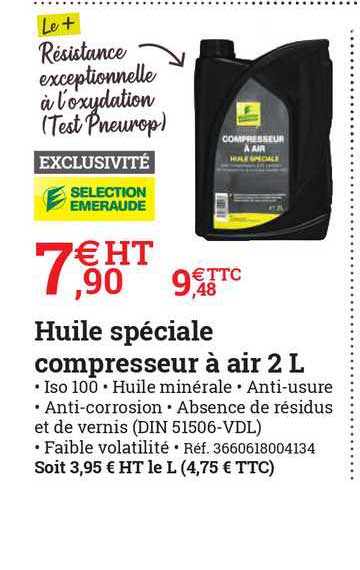 huile spéciale compresseur à air 2 l sélection émeraude