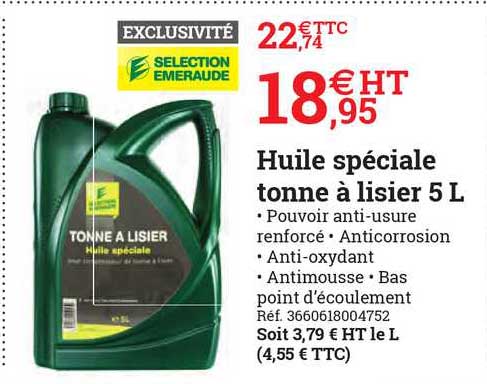 huile spéciale tonne à lisier 5 l sélection émeraude