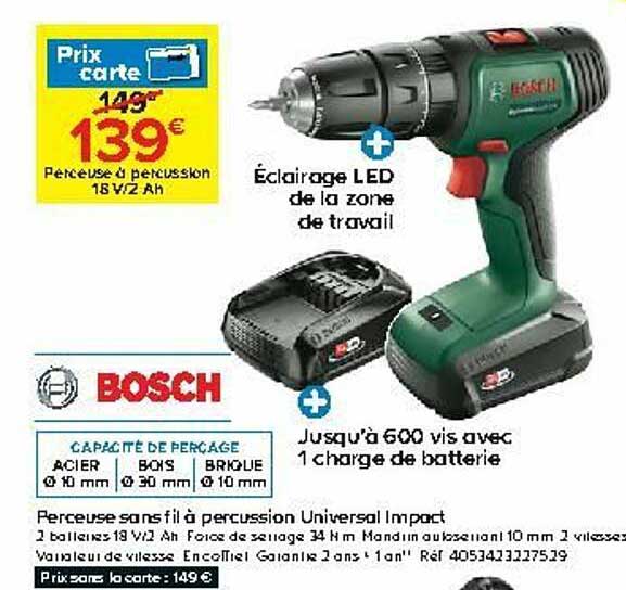 perseuse sans fil à percussion universal impact bosch