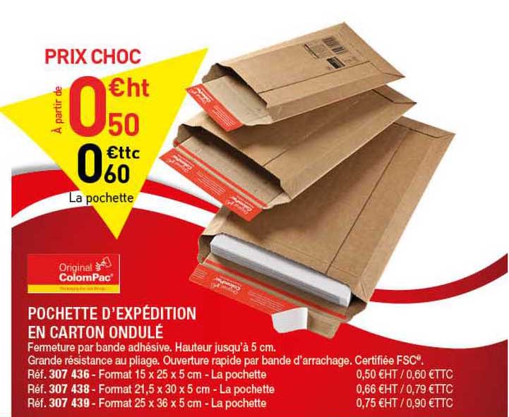 pochette d'expédition en carton ondulé