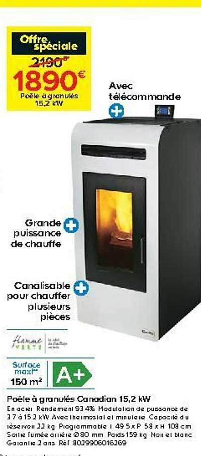 poêle à granulés canadian 15,2 kw