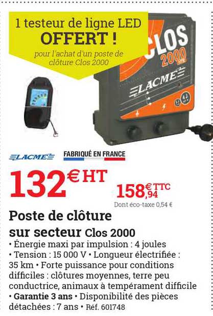 poste de clôture sur secteur clos 2000 lacme