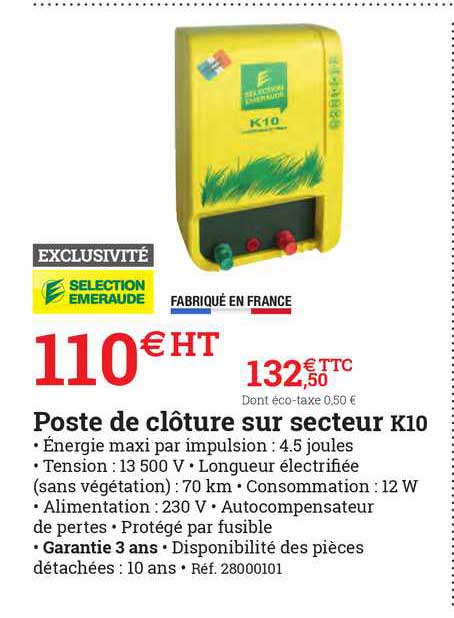 poste de clôture sur secteur k10 sélection émeraude