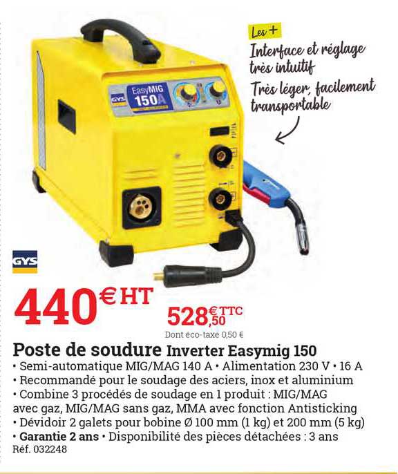 poste de soudure inverter easymig 150 gys