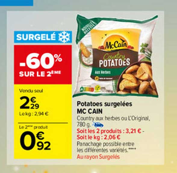 potatoes surgelées mc cain