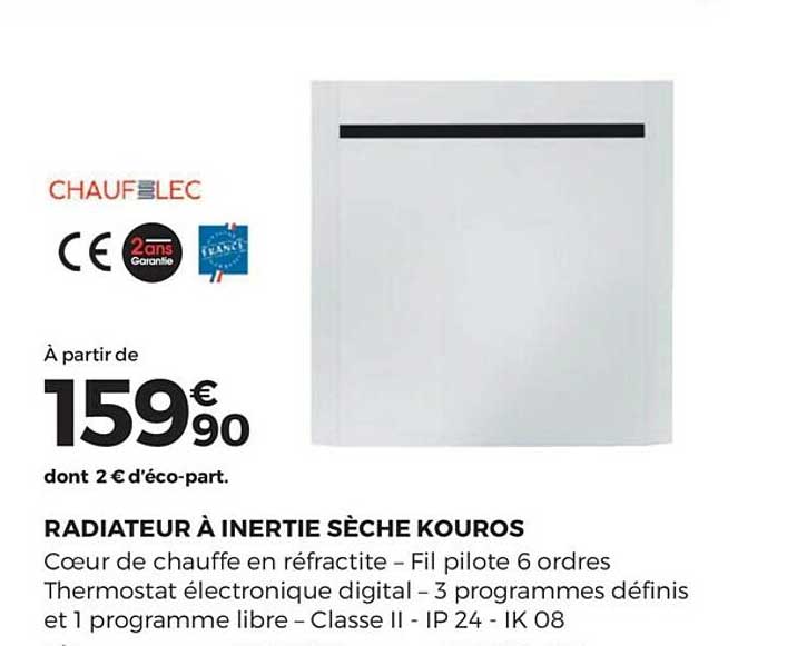 Radiateur à Inertie Sèche Kouros Chaufelec