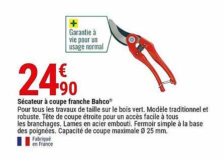sécateur à coupe franche bahco