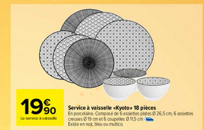 Service à Vaisselle «kyoto» 18 Pièces