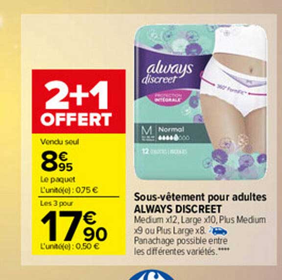 sous-vêtement pour adultes always discreet