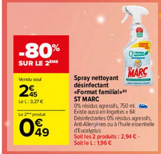 spray nettoyant désinfectant «format familial» st marc
