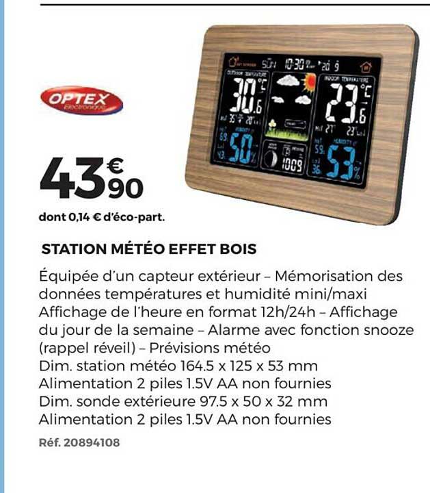 station météo effet bois optex