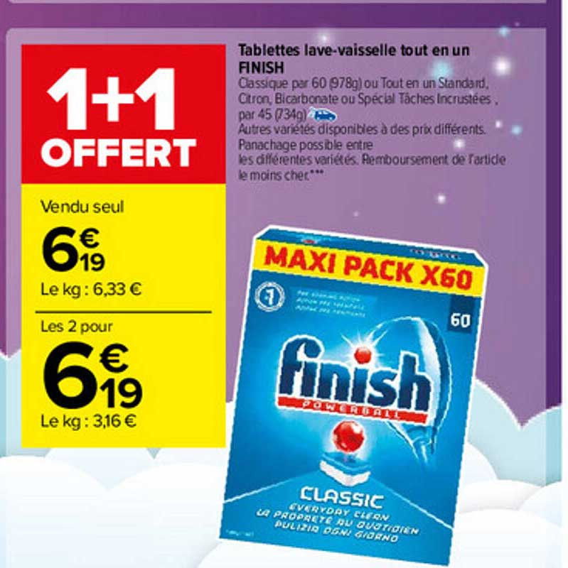 tablettes lave-vaisselle tout en un finish