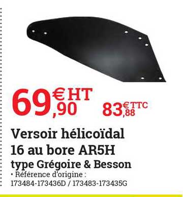 versoir hélicoïdal 16 ou bore ar5h type grégoire & besson