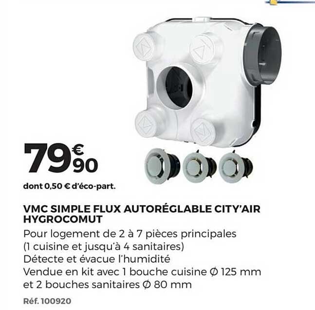 vmc simple flux autoréglable city'air hygrocomut