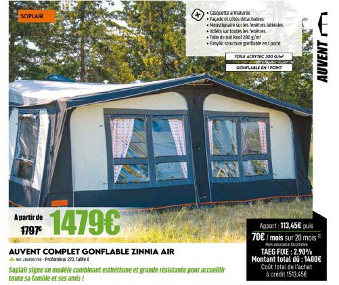 auvent complet gonflable zinnia air soplair