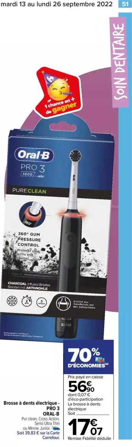 brosse à dents électrique - pro 3 oral b