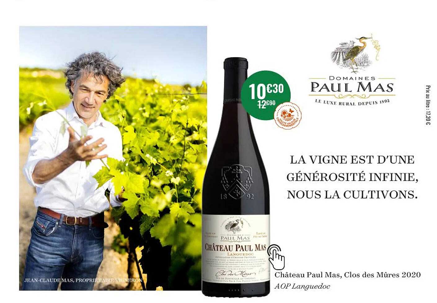château paul mas, clos des mûres 2020 aop languedoc