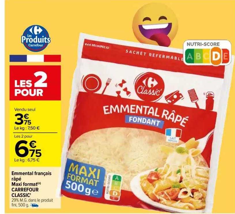 emmental français râpé maxi format carrefour classic'