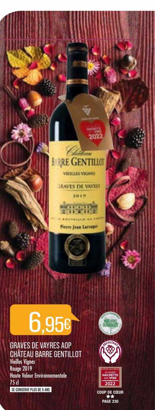graves de vayres aop château barre gentillot vieilles vignes rouge 2019