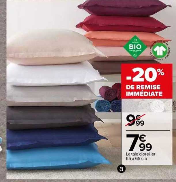 taie d'oreiller 65 x 65 cm tex bio