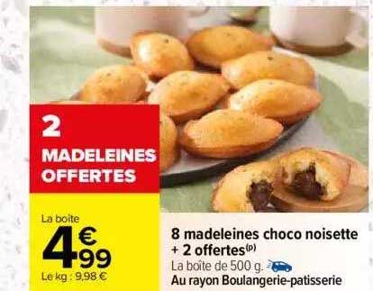 8 madeleines choco noisette + 2 offertes