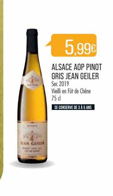 alsace aop pinot gris jean geiler sec 2019
