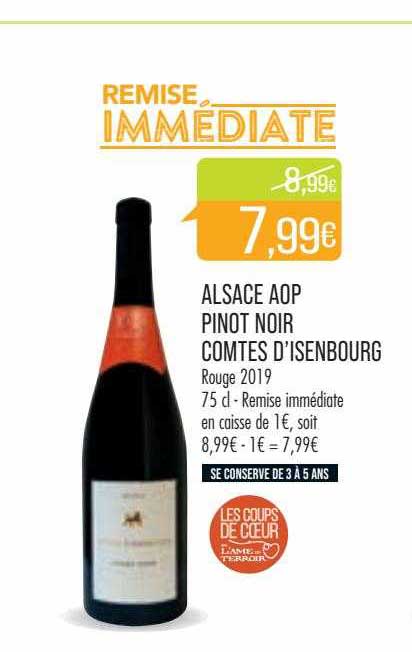 alsace aop pinot noir comtés d'isenbourg rouge 2019