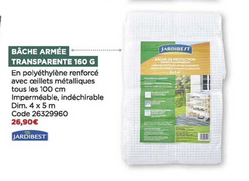 bâche armée transparente 160 g jardibest