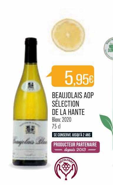 beaujolais aop sélection de la hante blanc 2020