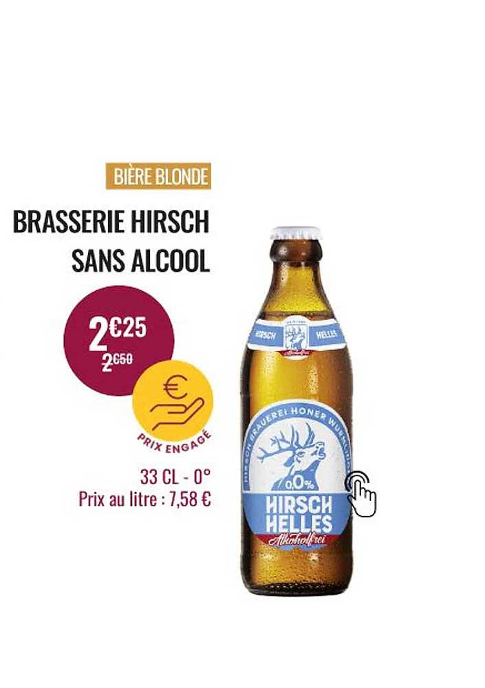 bière blonde brasserie hirsch sans alcool