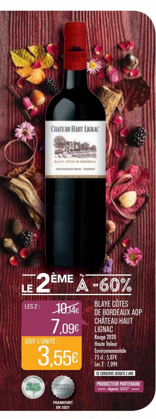 blaye côtes de bordeaux aop château haut lignac rouge 2020