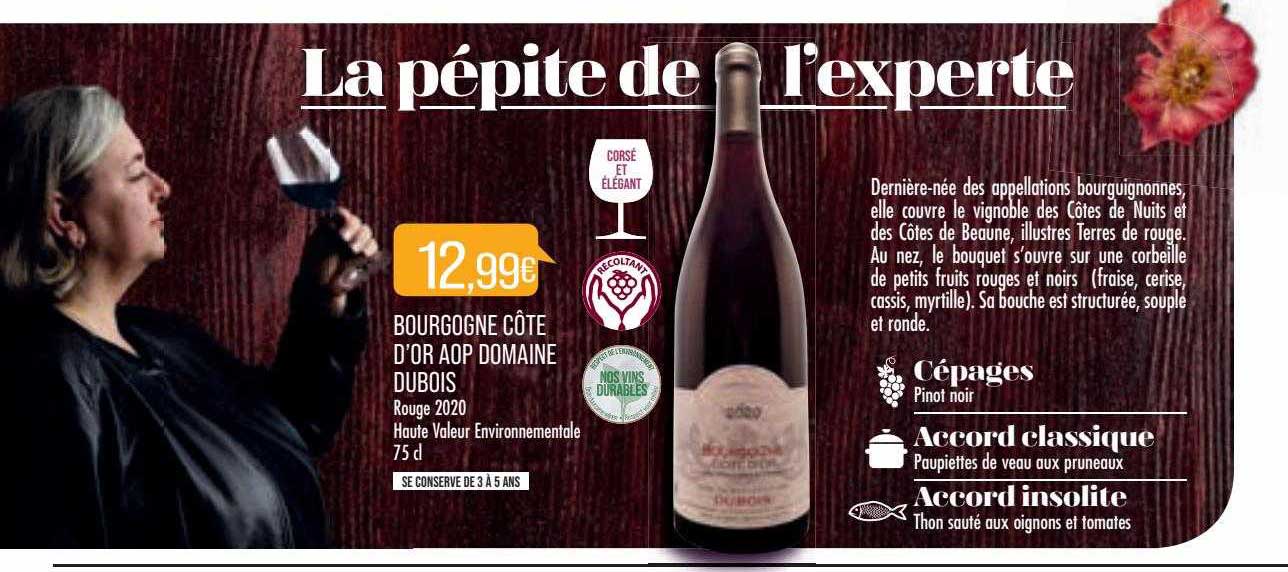 bourgogne côte d'or aop domaine dubois rouge 2020