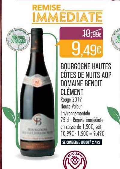 bourgogne hautes côtes de nuits aop domaine benoit clément rouge 2019