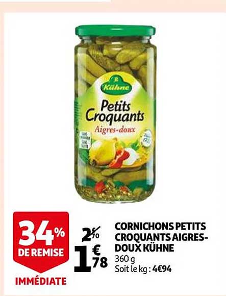 Cornichons Petits Croquants Aigres-doux Kühne