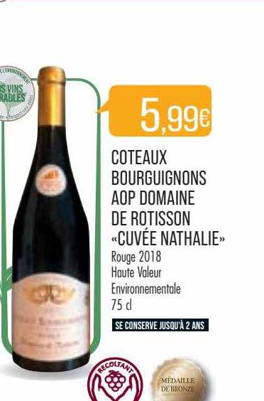 côteaux bourguignons aop domaine de rotisson «cuvée nathalie» rouge 2018